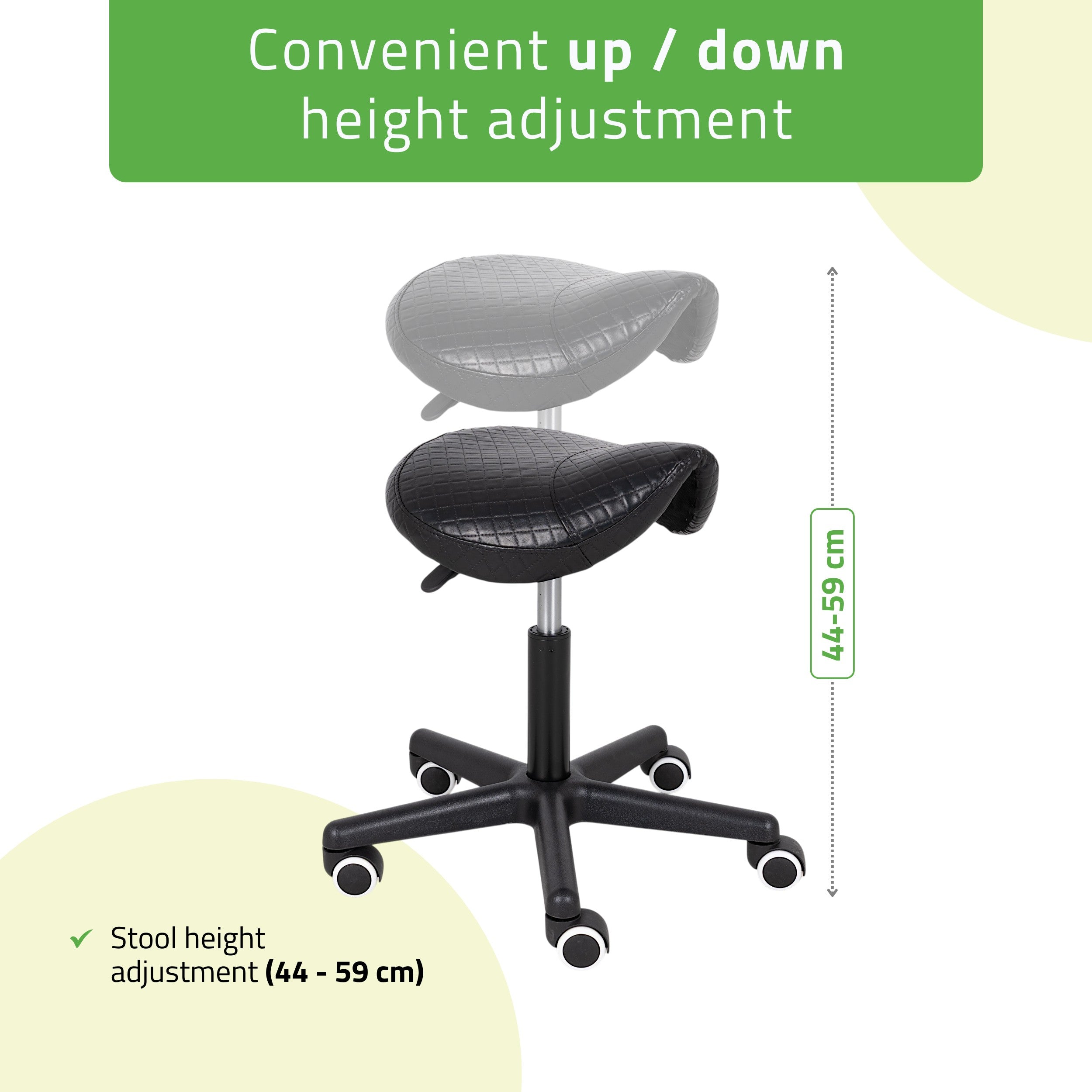 Meistro kėdutė balnas – Habys LUMO Comfy Base K515, juoda (dygsniuota)