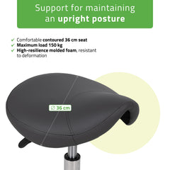 Saddle stool Lila, PVC k521 grey