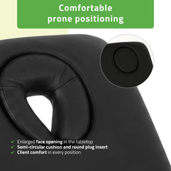 Serenity ERGO 4 elektrinis šildomas masažo stalas Satin Comfort K715, juodas