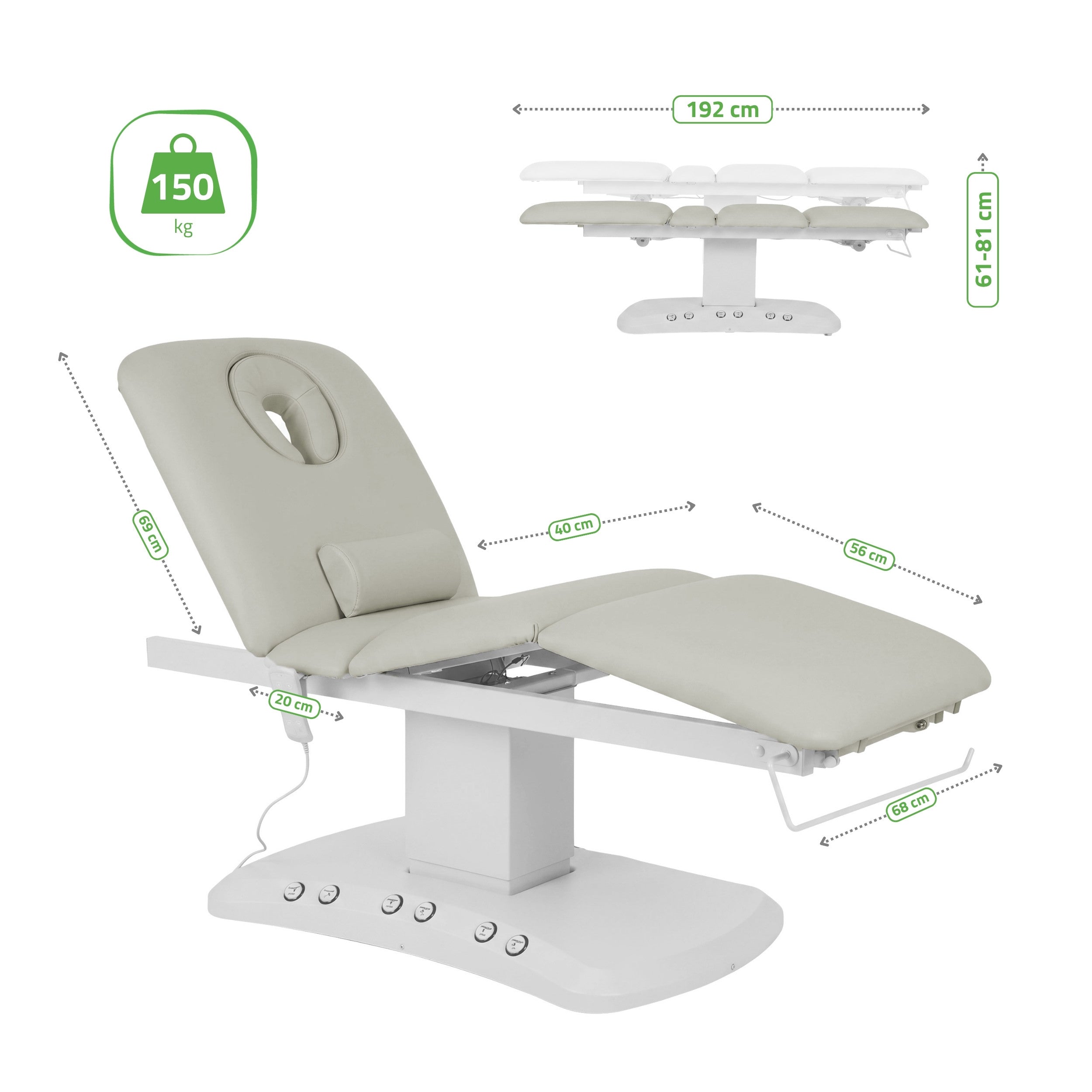 Serenity ERGO 4 elektrinis šildomas masažo stalas Satin Comfort K729, pilkas