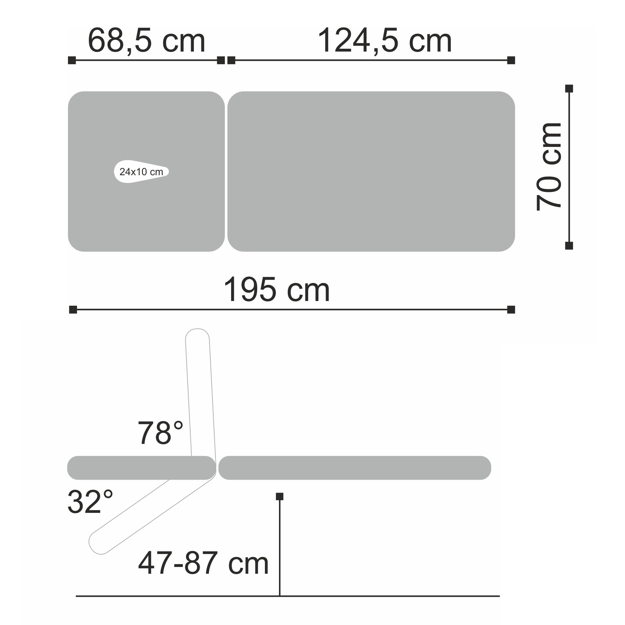 Terapinis stalas Ultima H2 – pilkas, 2 dalių, hidraulinis reguliavimas, su ratukais