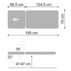 Terapinis stalas Ultima H2 – pilkas, 2 dalių, hidraulinis reguliavimas, su ratukais