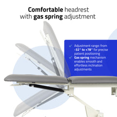 Terapinis stalas Ultima H2 – pilkas, 2 dalių, hidraulinis reguliavimas, su ratukais