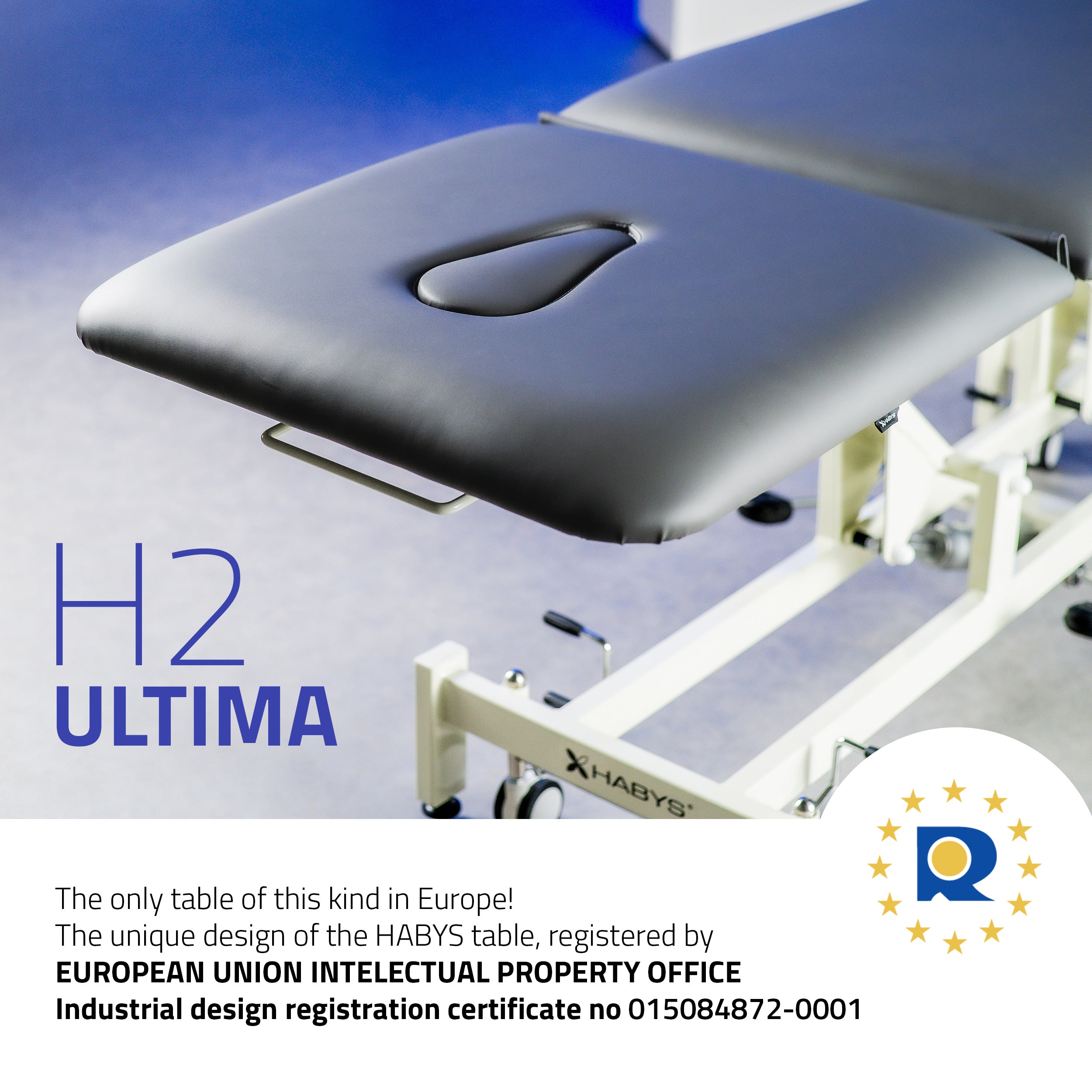 Terapinis stalas Ultima H2 – pilkas, 2 dalių, hidraulinis reguliavimas, su ratukais