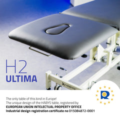 Terapinis stalas Ultima H2 – pilkas, 2 dalių, hidraulinis reguliavimas, su ratukais