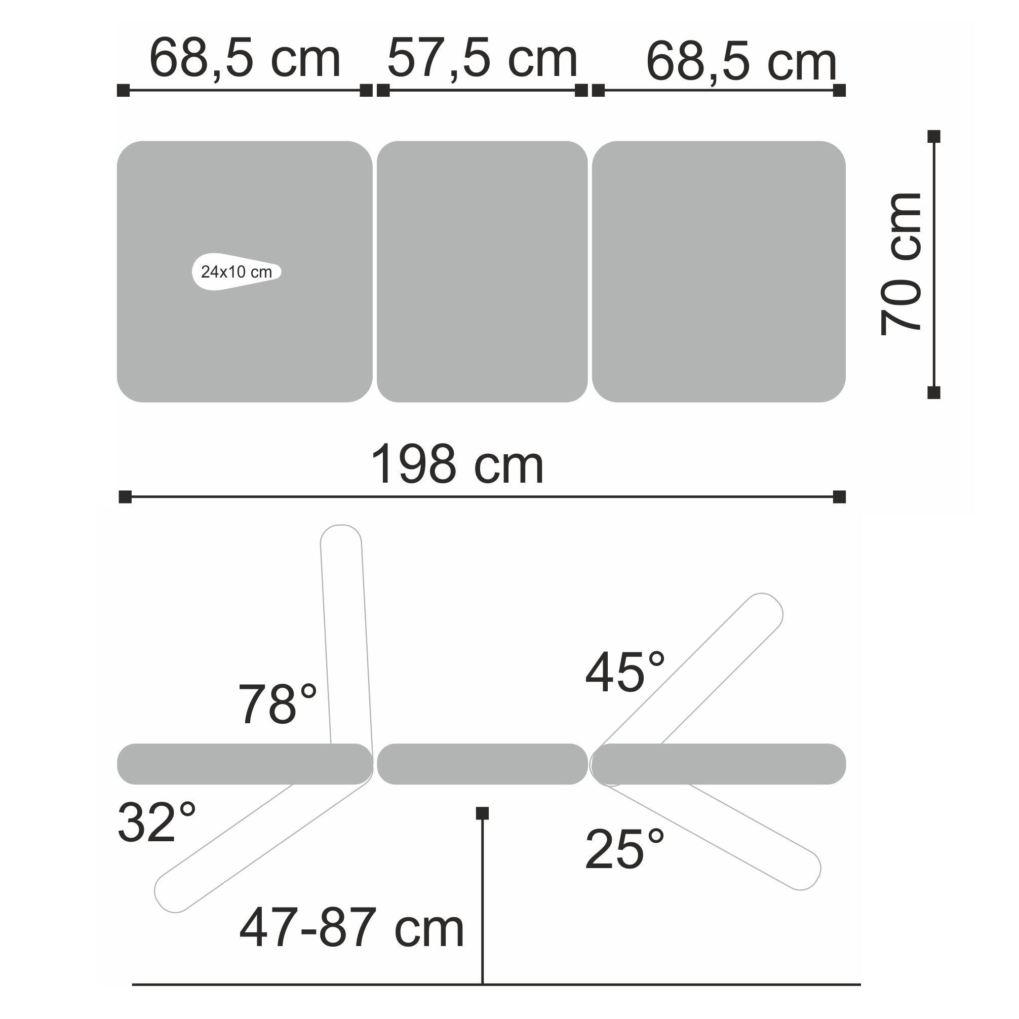 Terapinis stalas Ultima H3 – pilkas, 3 dalių, hidraulinis reguliavimas, su ratukais
