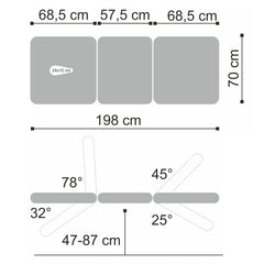 Terapinis stalas Ultima H3 – pilkas, 3 dalių, hidraulinis reguliavimas, su ratukais