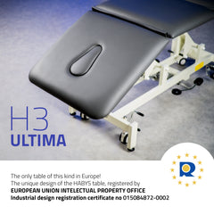 Terapinis stalas Ultima H3 – pilkas, 3 dalių, hidraulinis reguliavimas, su ratukais