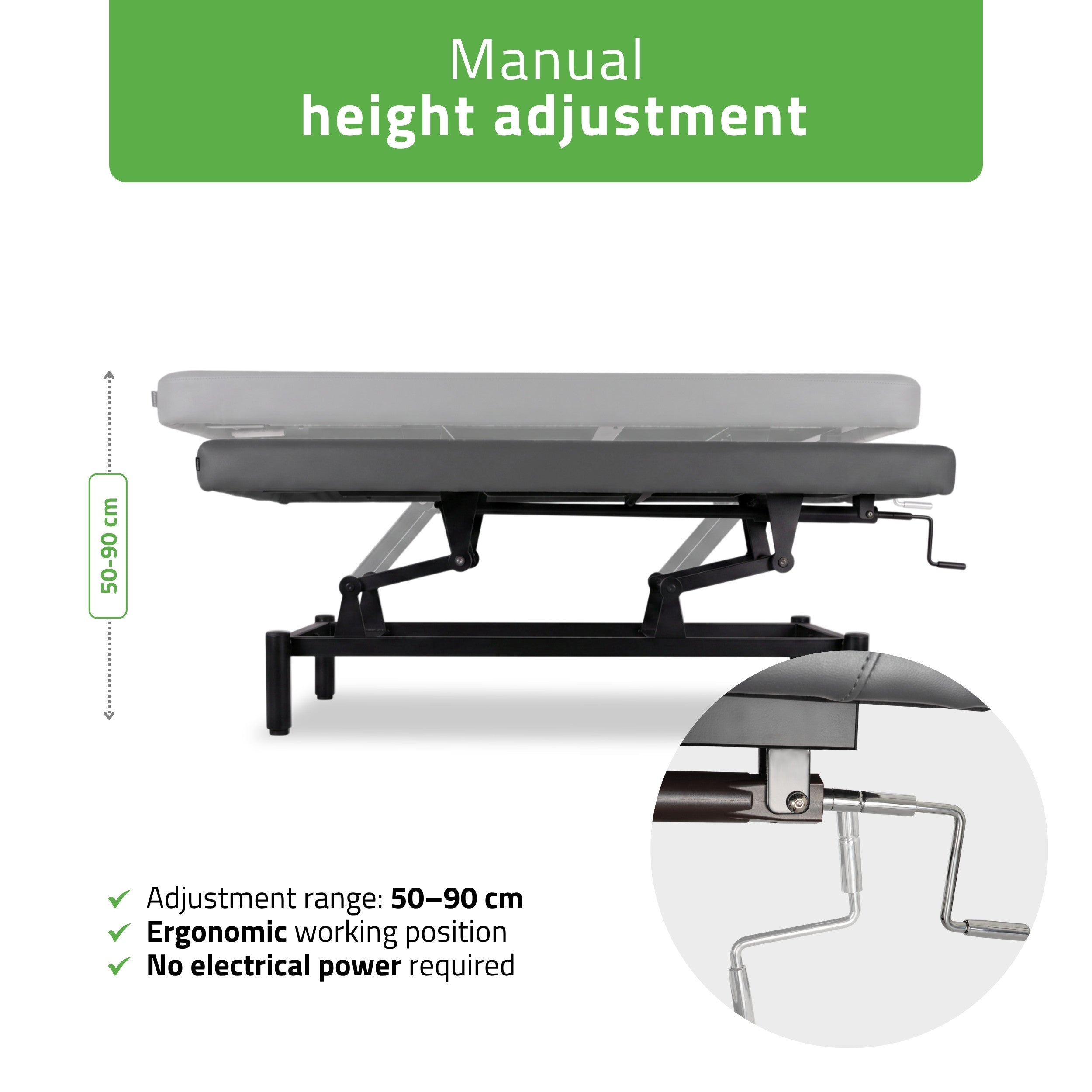 -2-VIGO 1 Stationary massage table with manual height adjustment - dark gray-2