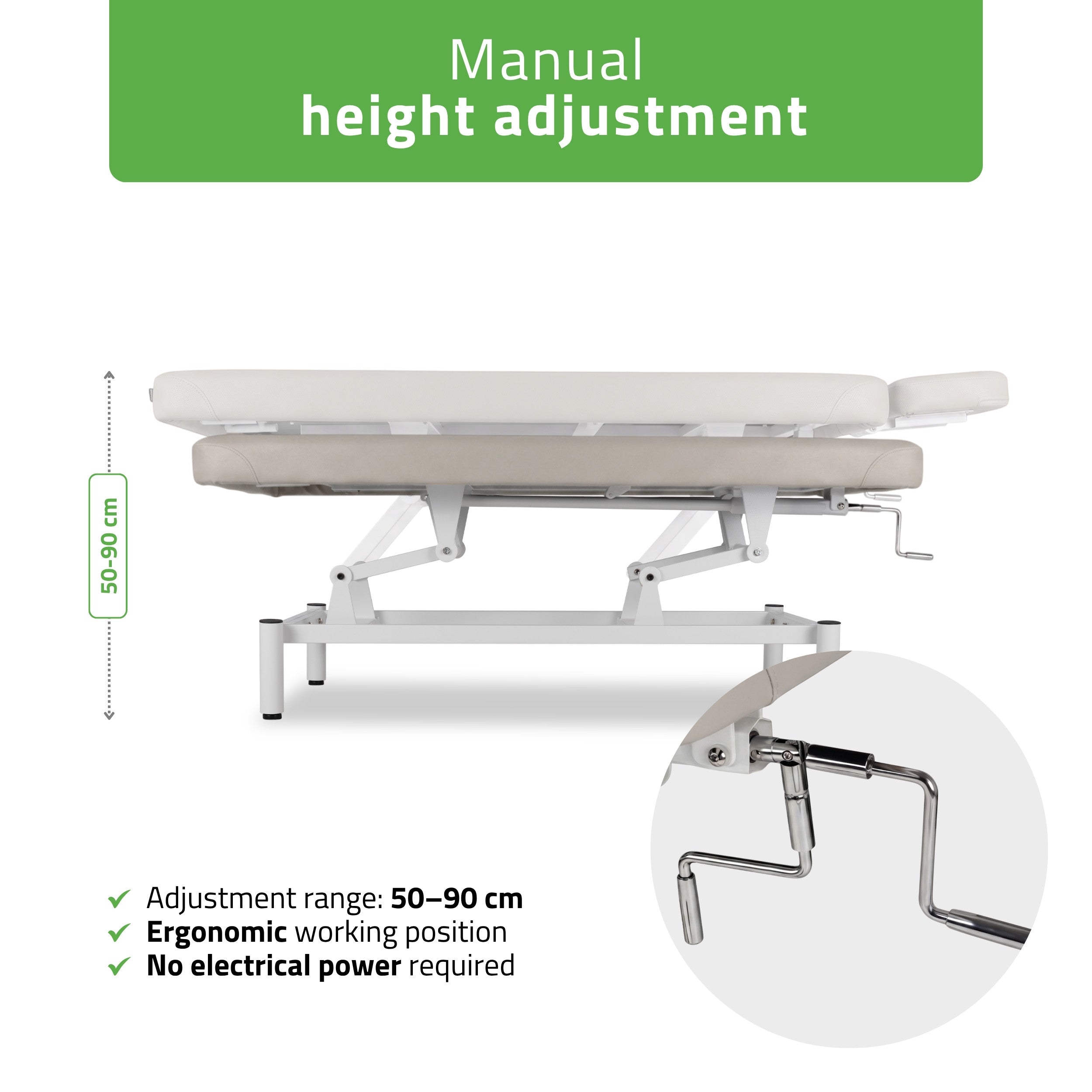 -2-VIGO 1 Stationary massage table with manual height adjustment - light gray-2