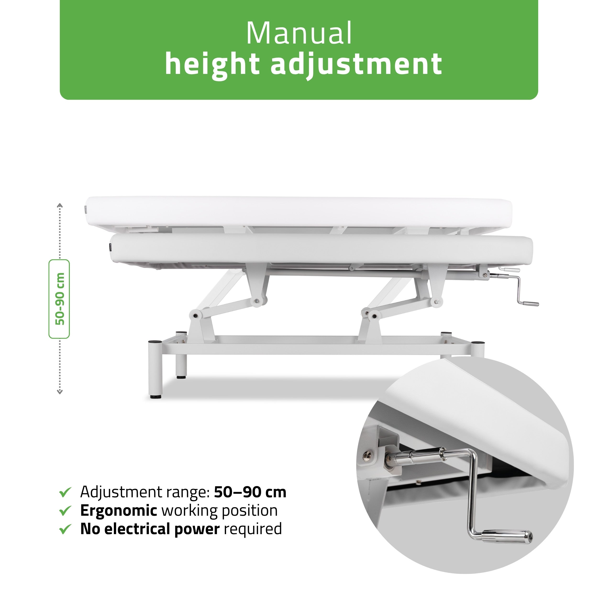 -2-VIGO 1 Stationary massage table with manual height adjustment - white-2