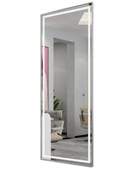 Kirpyklos konsolė su LED veidrodžiu – PRO modelis 180 × 70 cm, sidabro spalvos