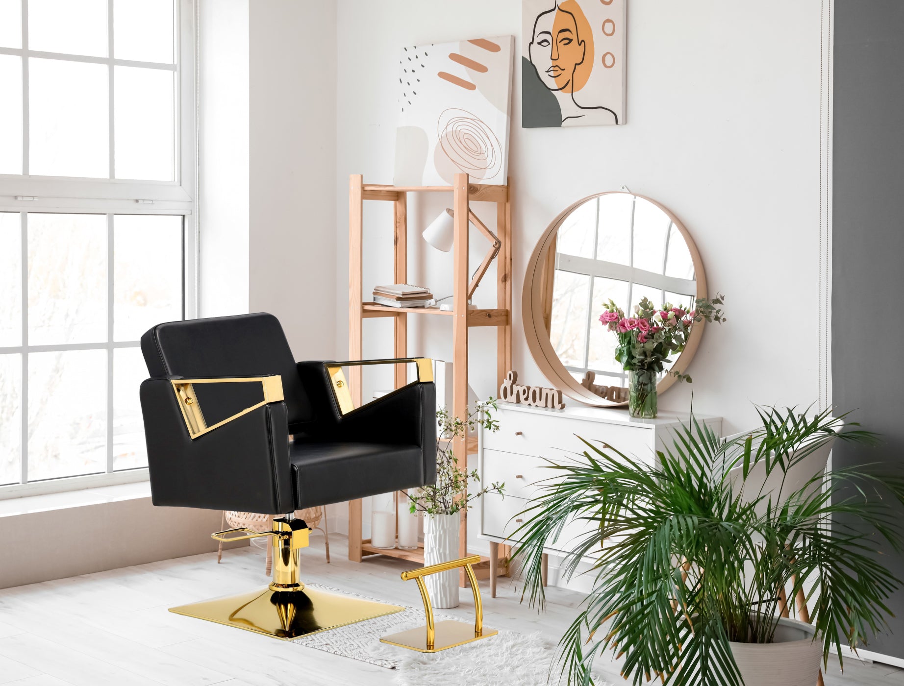 Kirpyklos kėdė Toma GOLD, su pakoju - juoda