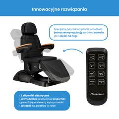 Elektrinis kosmetologinis gultas EN-273, 3 el. motorai - juodas