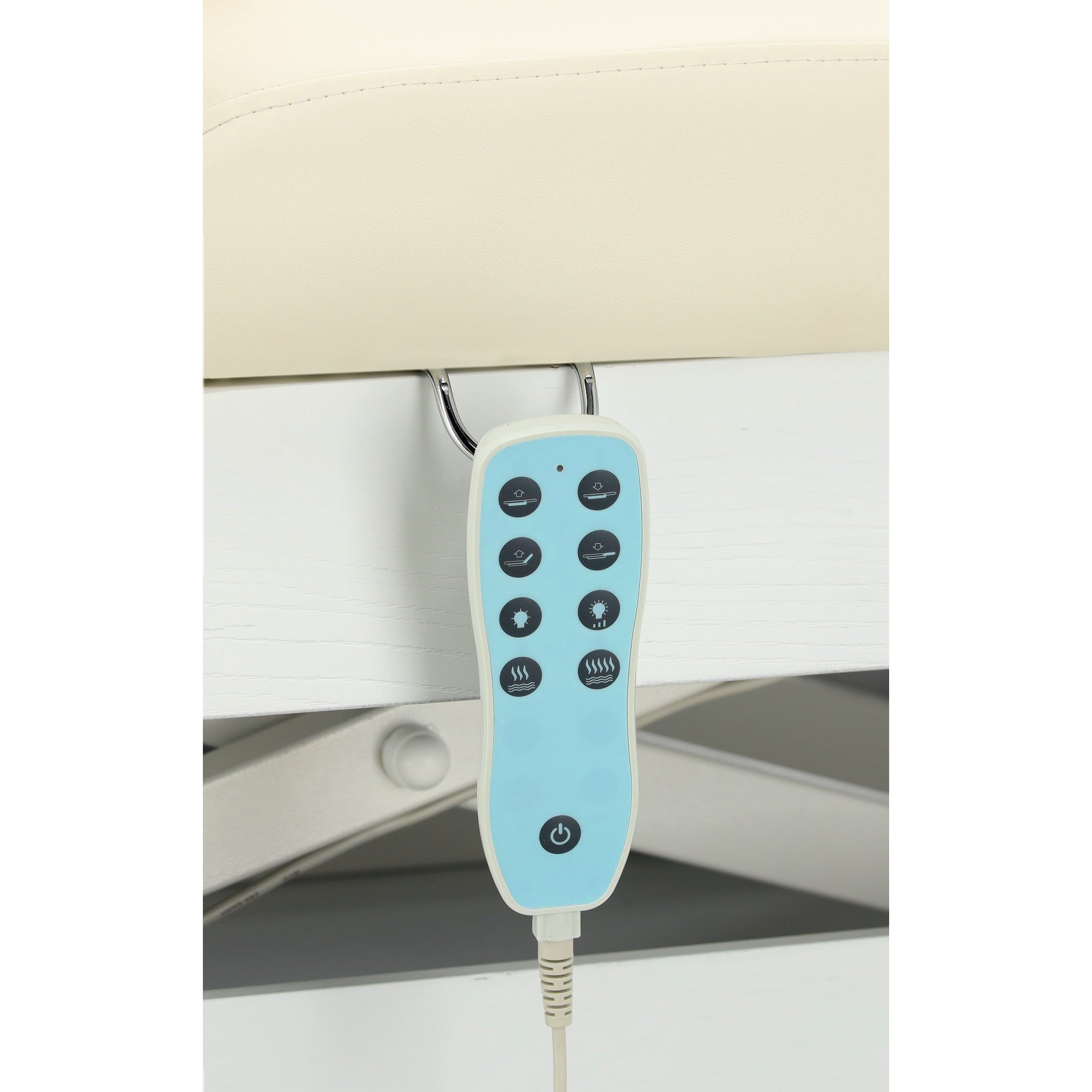 Elektrinis masažo stalas / kosmetologinis gultas su šildymu ir LED apšvietimu F245 – kreminis