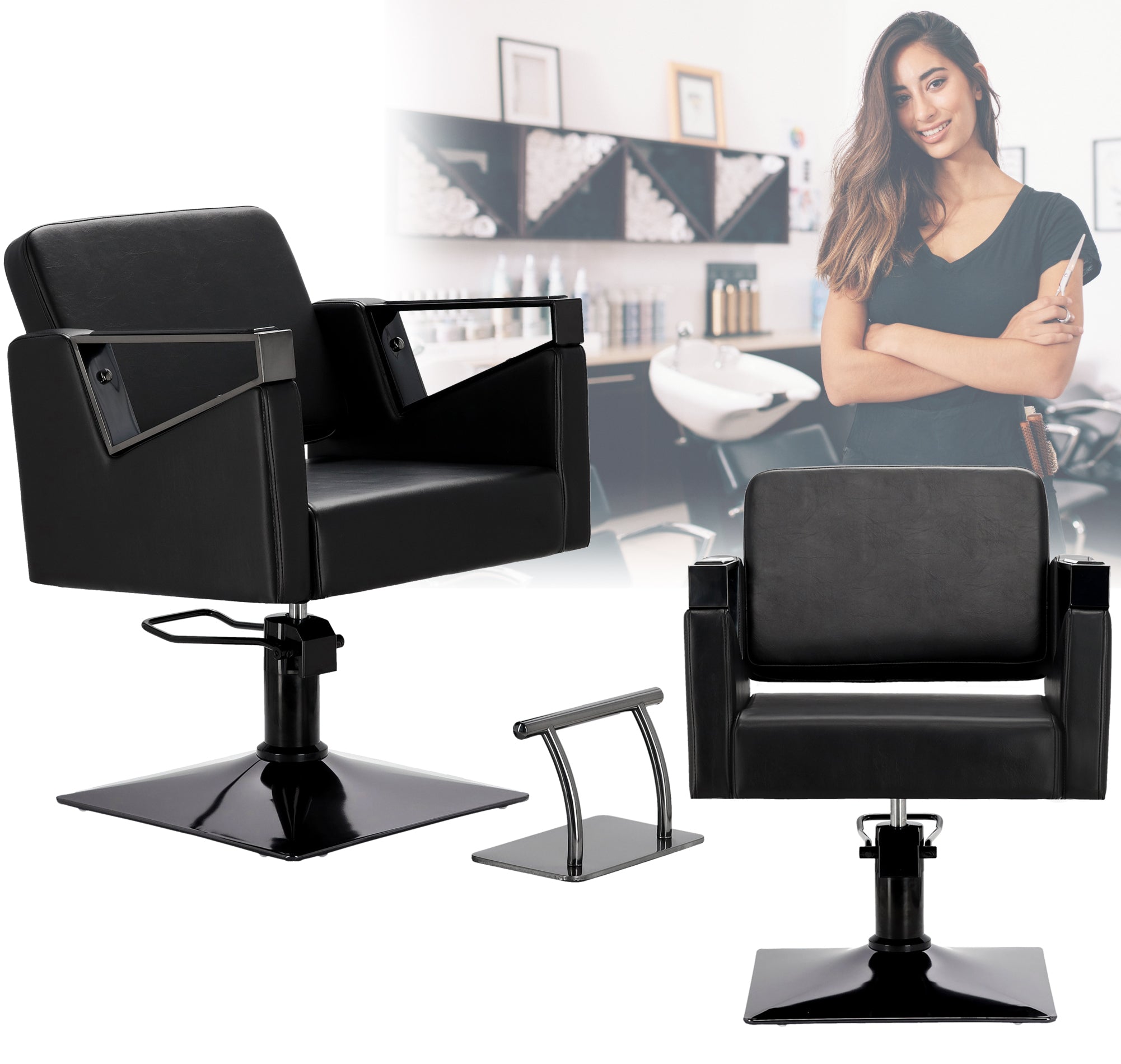 Kirpyklos kėdė Toma BLACK, su pakoju - juoda