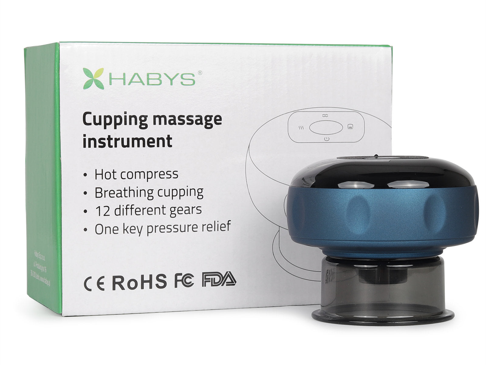 Habys vakuuminis masažuoklis su LCD ekranu, šildymu, raudona šviesa