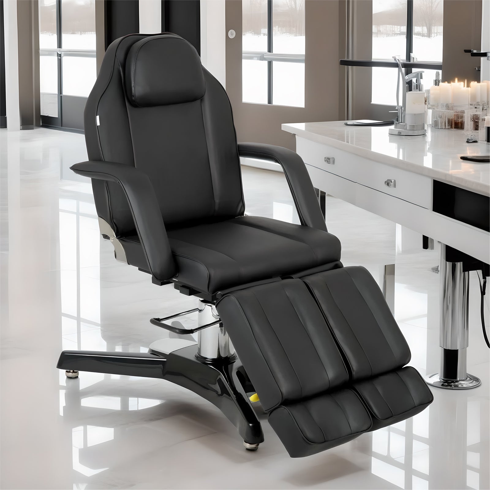 Kosmetologinis hidraulinis gultas - pedikiūro kėdė Habys MAX Nero, juoda