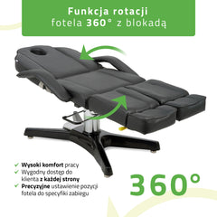 Kosmetologinis hidraulinis gultas - pedikiūro kėdė Habys MAX Nero, juoda