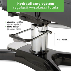 Kosmetologinis hidraulinis gultas - pedikiūro kėdė Habys MAX Nero, juoda