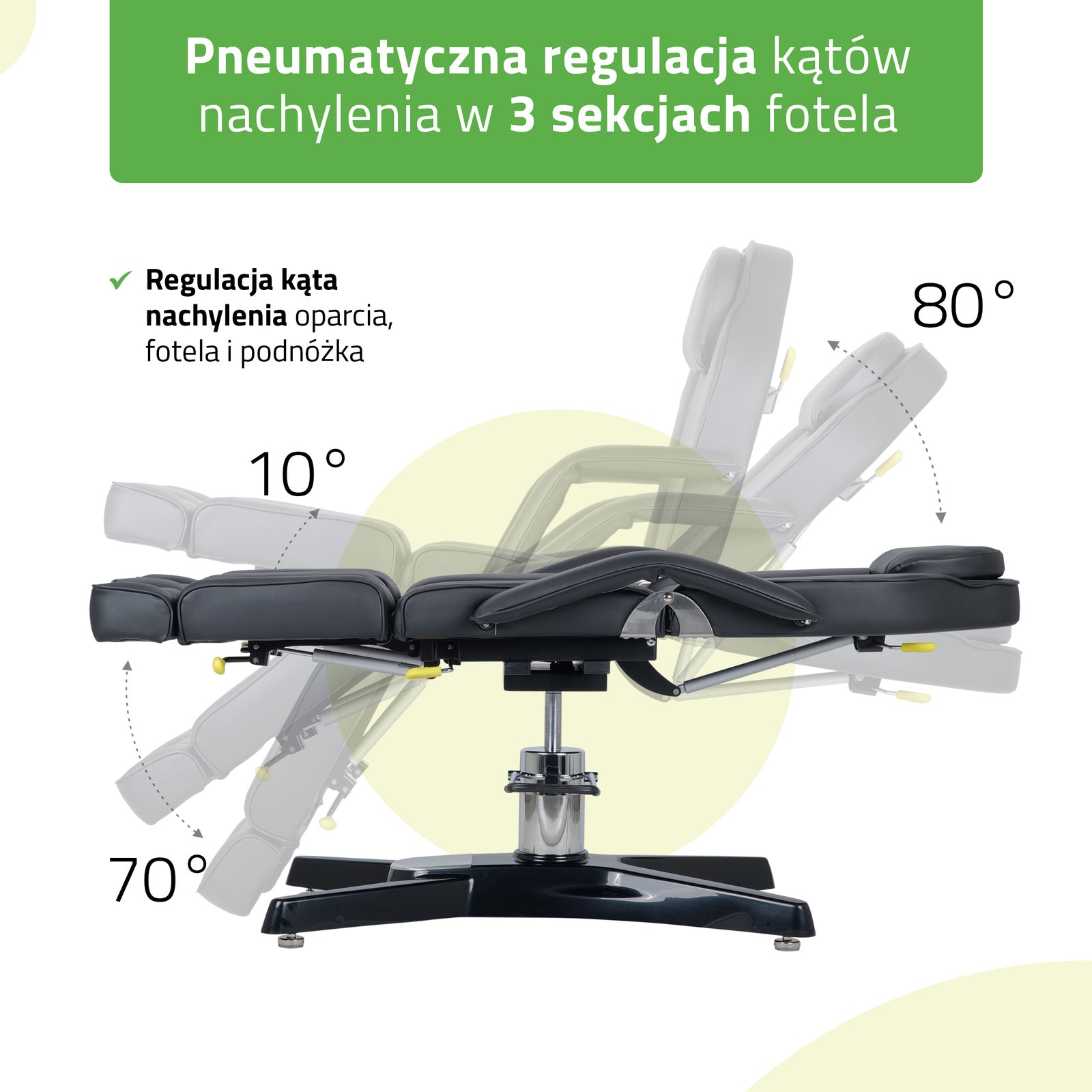 Kosmetologinis hidraulinis gultas - pedikiūro kėdė Habys MAX Nero, juoda