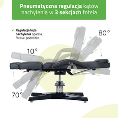 Kosmetologinis hidraulinis gultas - pedikiūro kėdė Habys MAX Nero, juoda