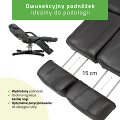 Kosmetologinis hidraulinis gultas - pedikiūro kėdė Habys MAX Nero, juoda