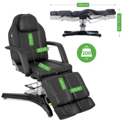 Kosmetologinis hidraulinis gultas - pedikiūro kėdė Habys MAX Nero, juoda