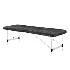 Vienkartinė paklodė su guma, juoda, 210 × 90 cm – vaizdas iš šono