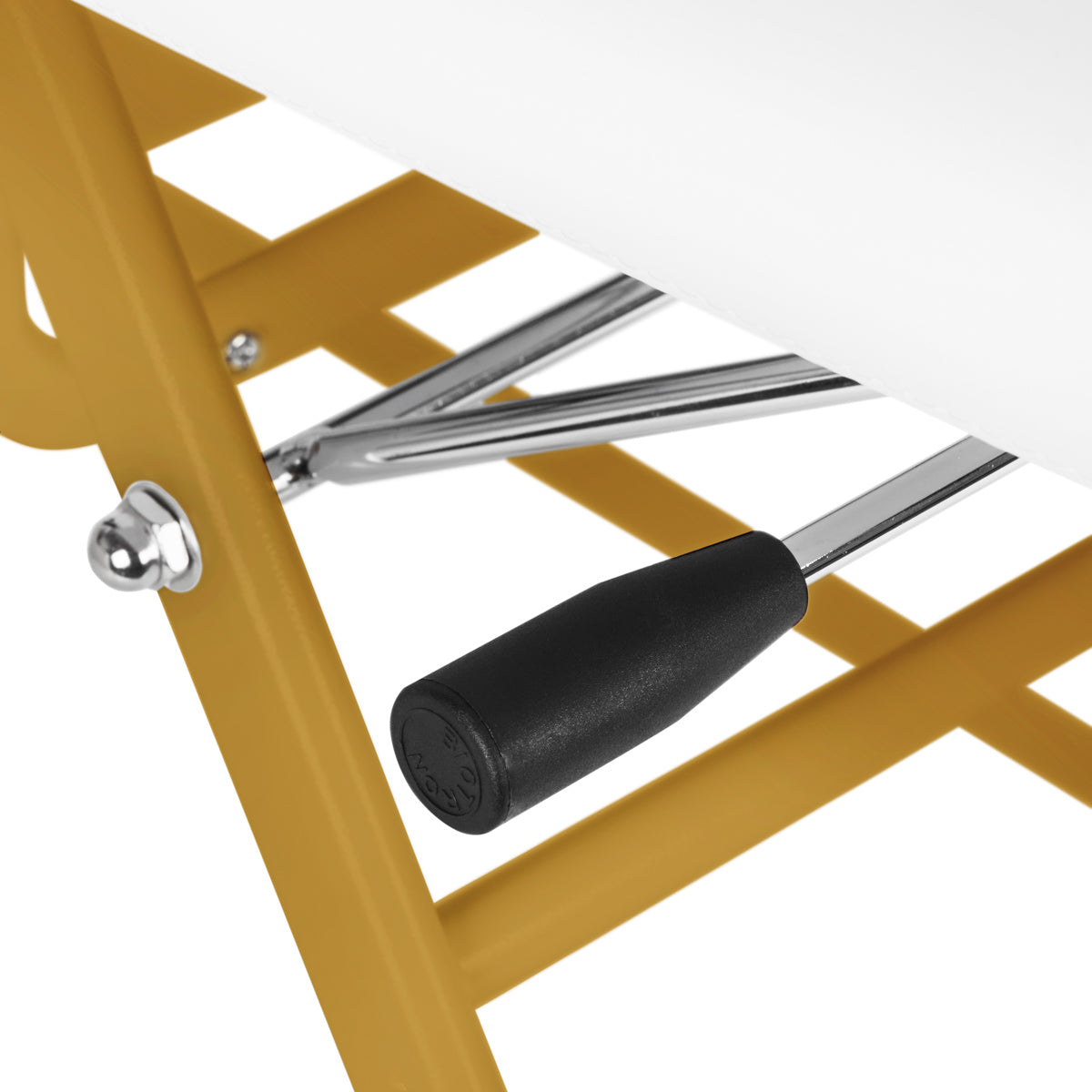 Kosmetologinis gultas 557G su porankiais, baltas su auko sp. apdaila