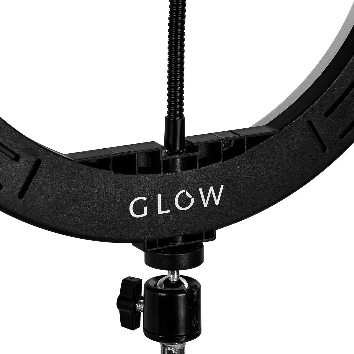 ŽIEDINĖ LEMPA SU STOVU, GLOW 13″ RGB, 10W (su galimybe pasirinkti apšvietimo spalvą)
