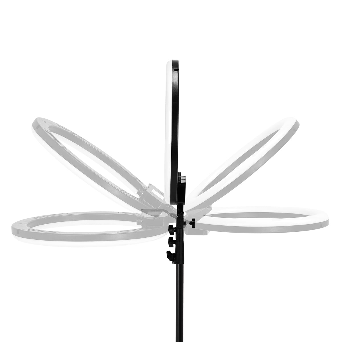 ŽIEDINĖ LEMPA SU STOVU, GLOW 18″ RGB 45W (su galimybe pasirinkti apšvietimo spalvą)