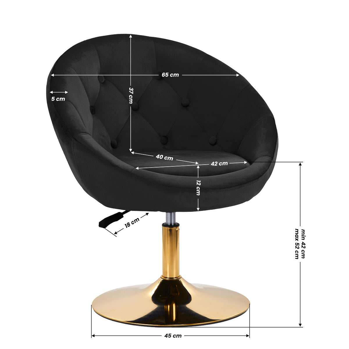 Grožio salono kėdė fotelis 4Rico QS-BL12G, juodas aksomas