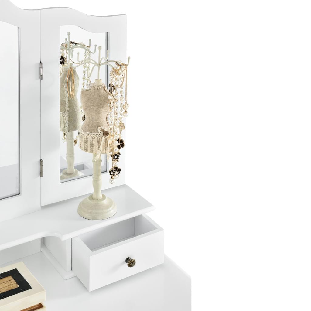 Makiažo staliukas EMMA 3 veidrodžiai + kėdutė