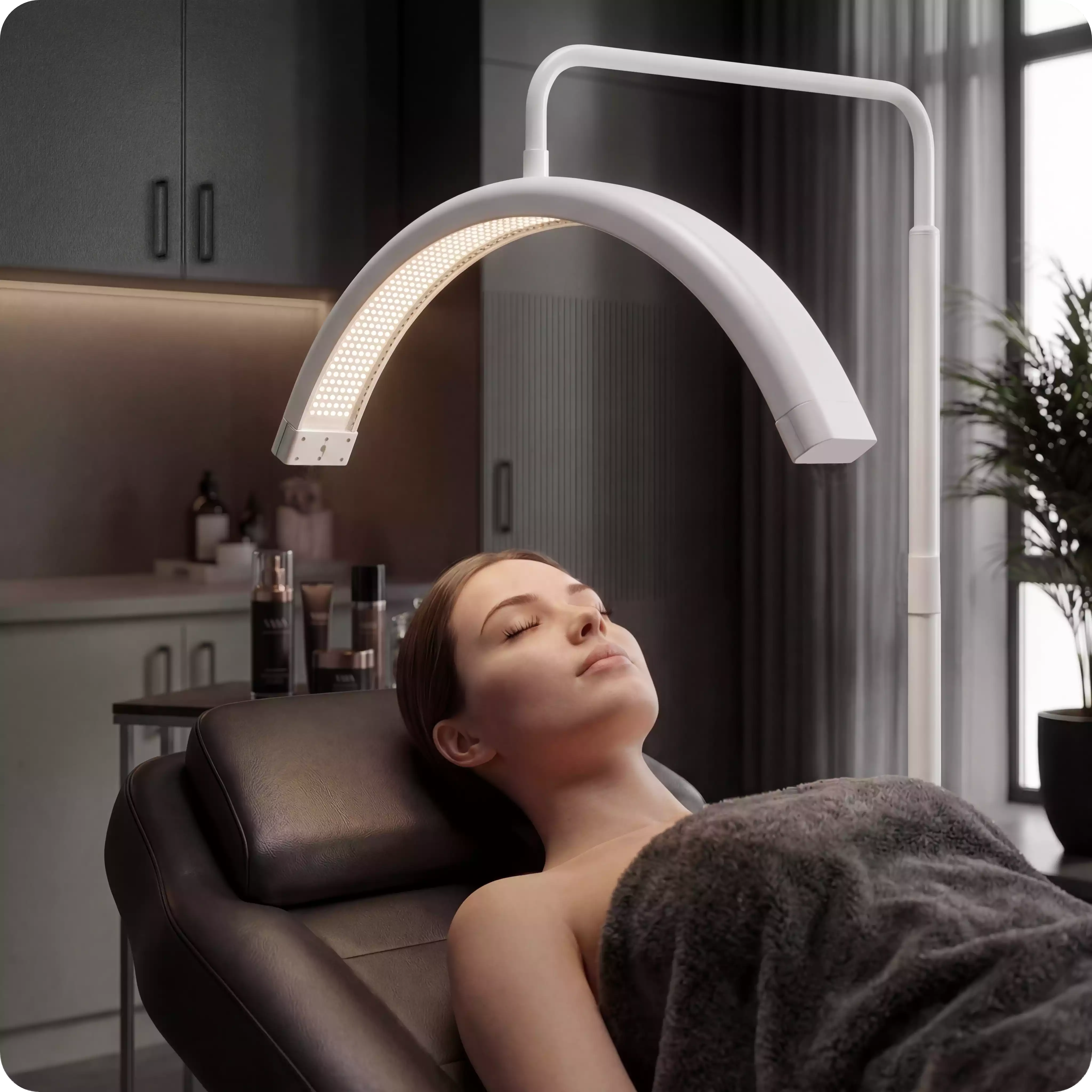 Pastatoma LED kosmetologinė pusmėnulio lempa Moon Pro MAX, 54 W – balta