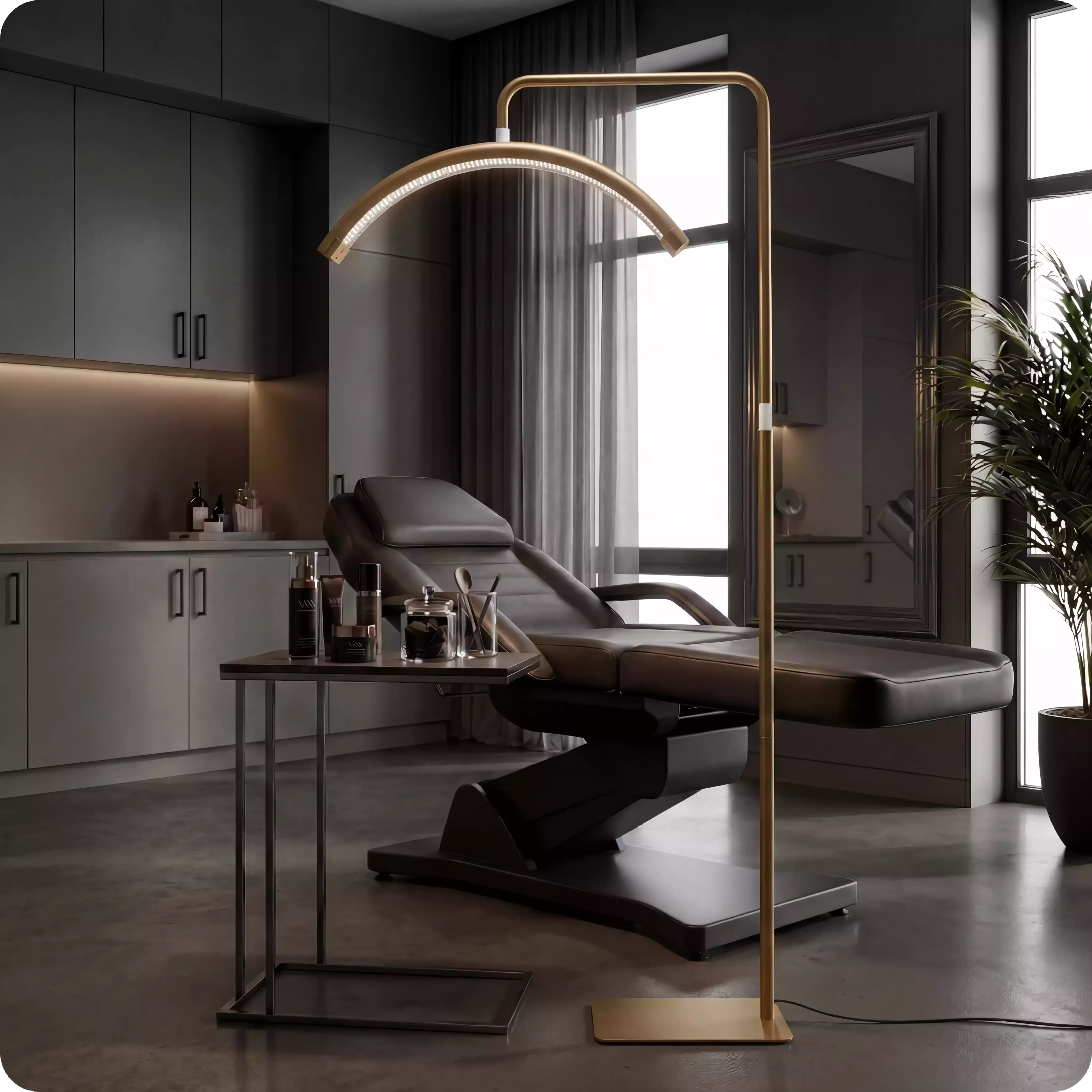 Pastatoma LED kosmetologinė pusmėnulio lempa Moon Pro MAX, 54 W – aukso spalvos