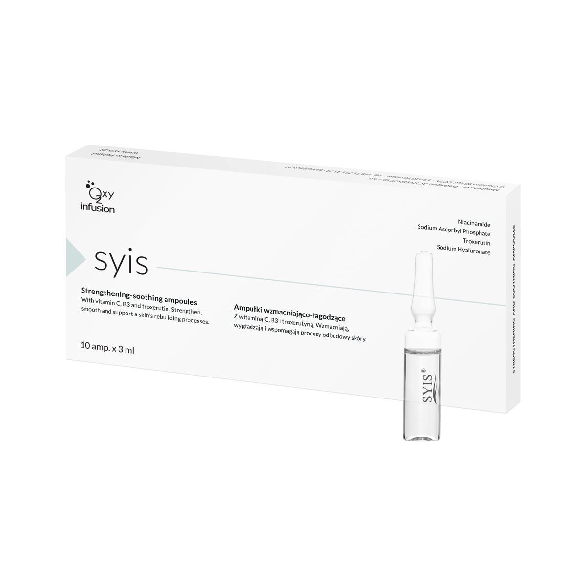 SYIS stiprinančios ir raminančios ampulės jautriai, kuperozinei odai – 10 x 3 ml