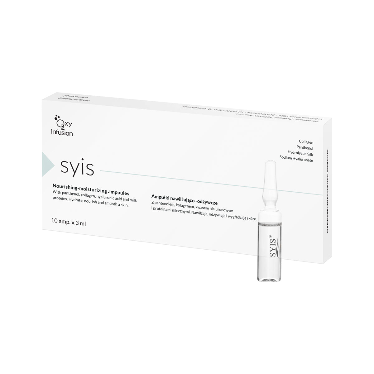 SYIS drėkinančios ir maitinančios ampulės sausai, stangrumą praradusiai odai – 10 x 3 ml