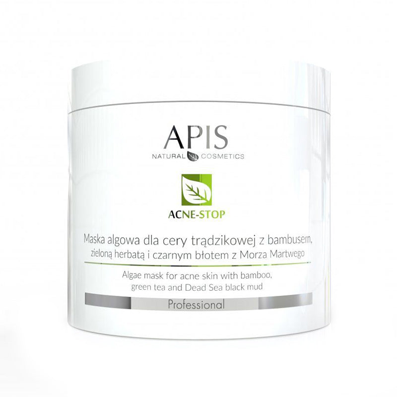 Jūros dumblių kaukė su bambukais, žaliąja arbata ir Negyvosios jūros purvu 250 g – APIS Acne-Stop