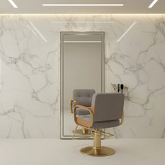 LED veidrodis–konsolė kirpyklai ir barberiui PRO, 170 × 70 cm, auksinės spalvos