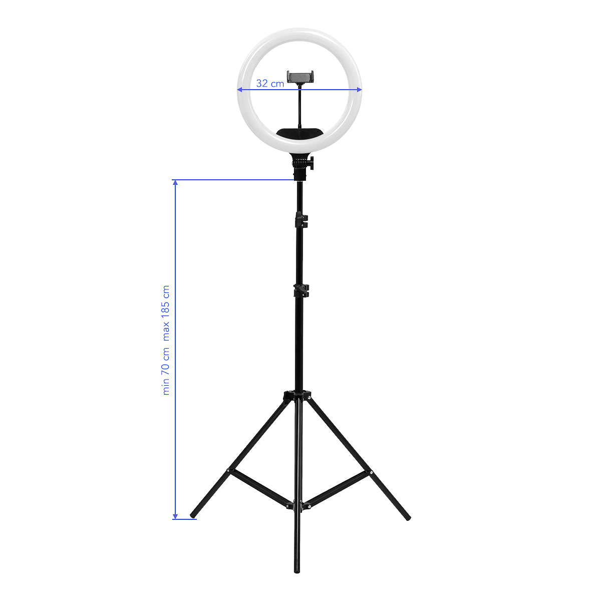 Ring Light 13″ LED žiedinė lempa su stovu, 36 W, juoda – 16 vaizdas