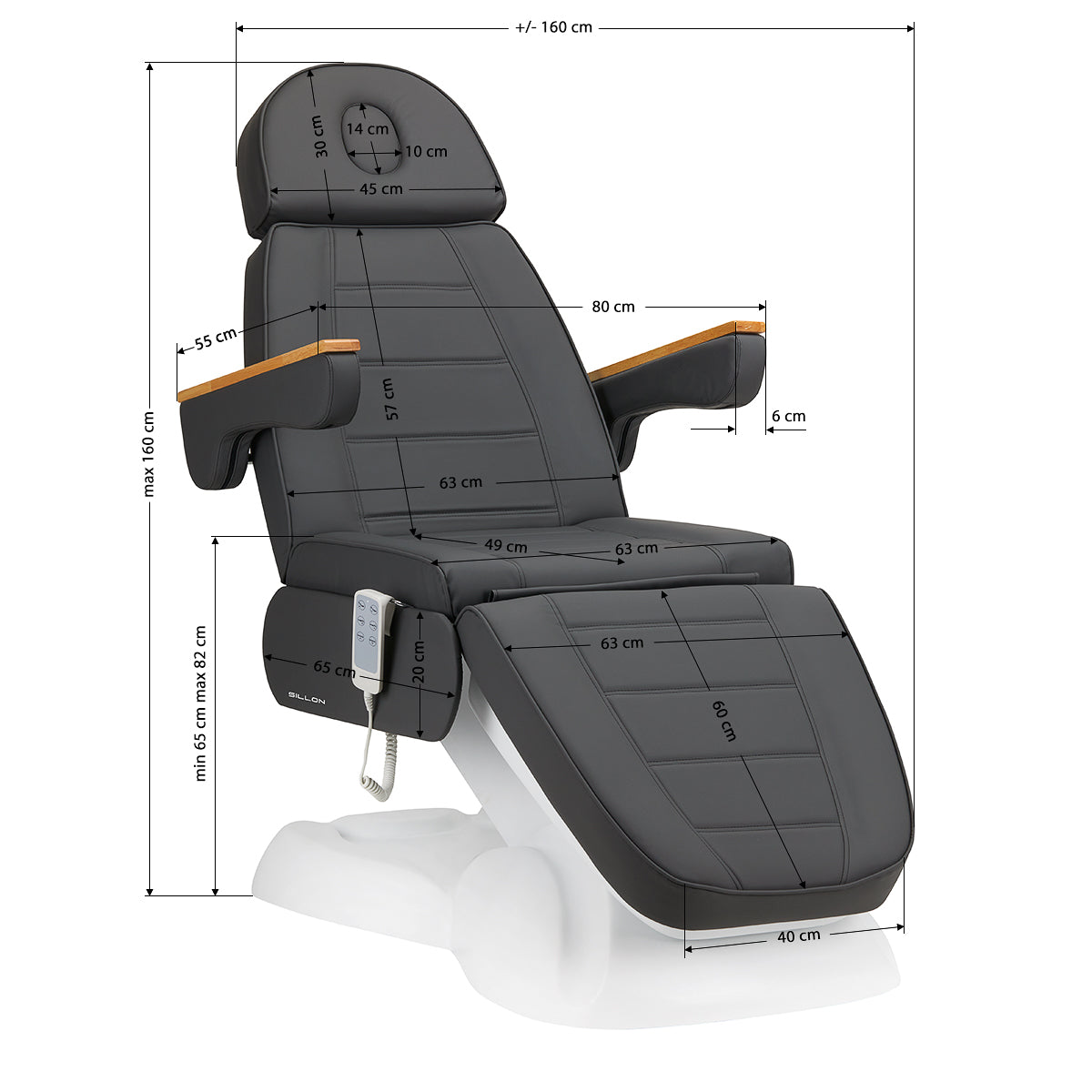LUX 273B elektrinis kosmetologinis gultas, 3 el. motorai, pilkas