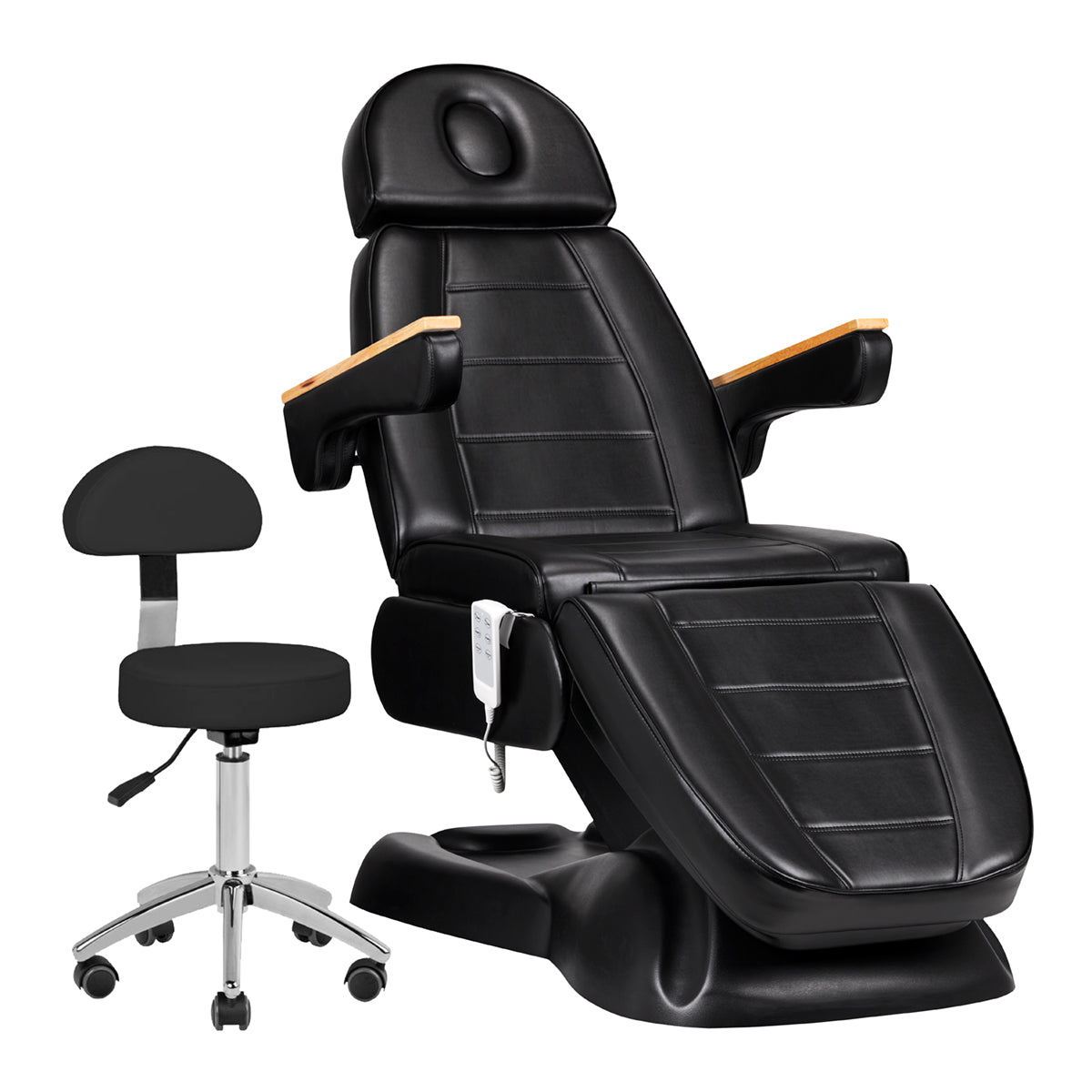 Electric cosmetic chair SILLON Lux 273b + stool 304 black