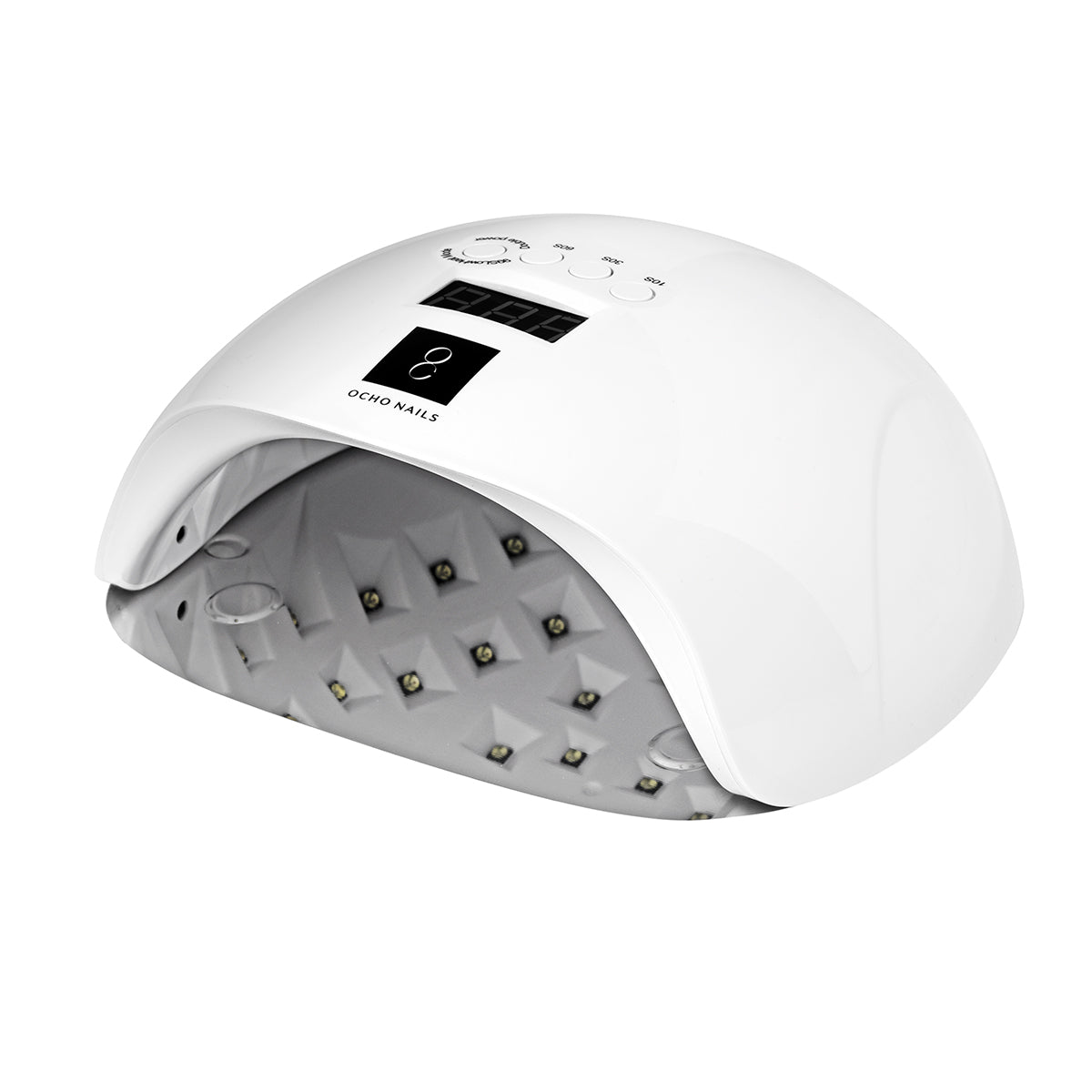 UV LED Lempa OCHO NAILS X13 65W balta su veidrodiniu dugnu