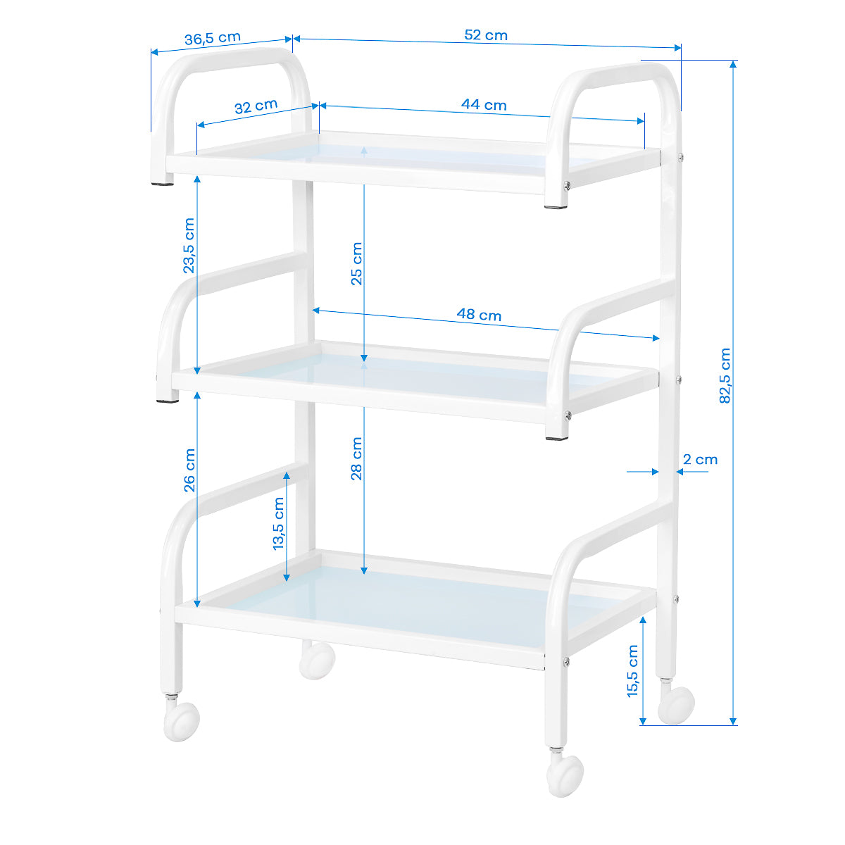Kosmetologinis staliukas Basic 122 – baltas