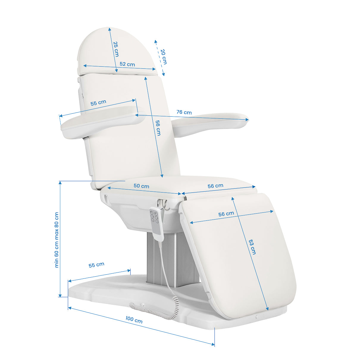 Elektrinis kosmetologinis gultas Sillon Eclipse, 3 pavaros – baltas