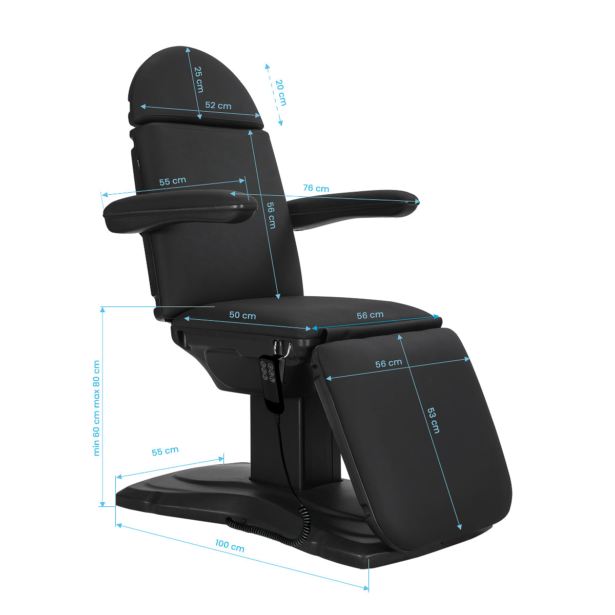Elektrinis kosmetologinis gultas Sillon Eclipse, 3 pavaros – juodas