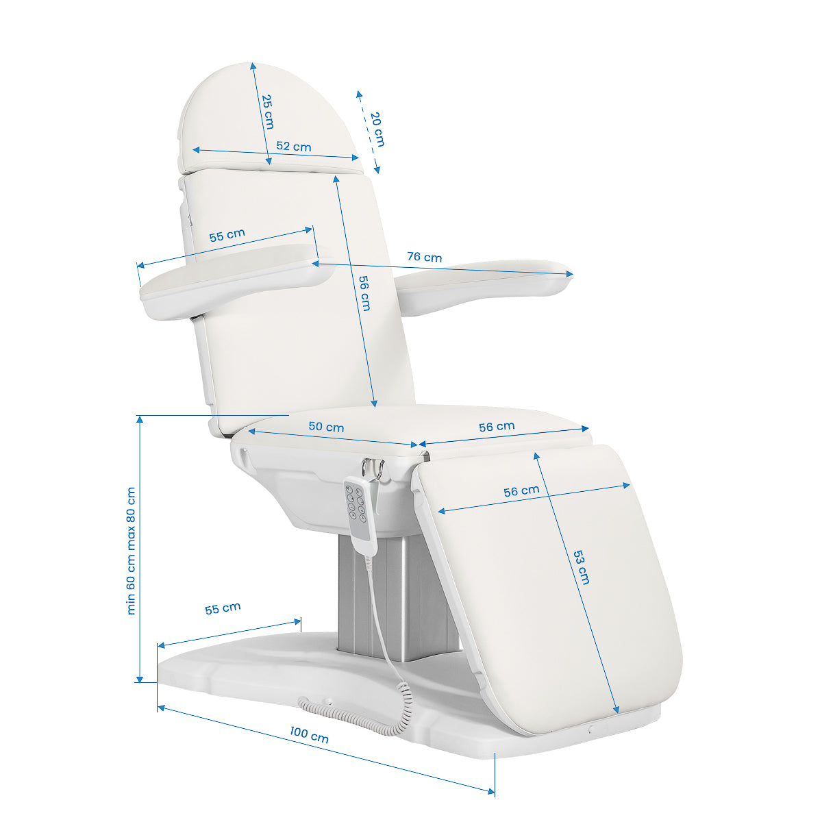 Elektrinis kosmetologinis gultas Sillon Eclipse, 4 pavaros – baltas
