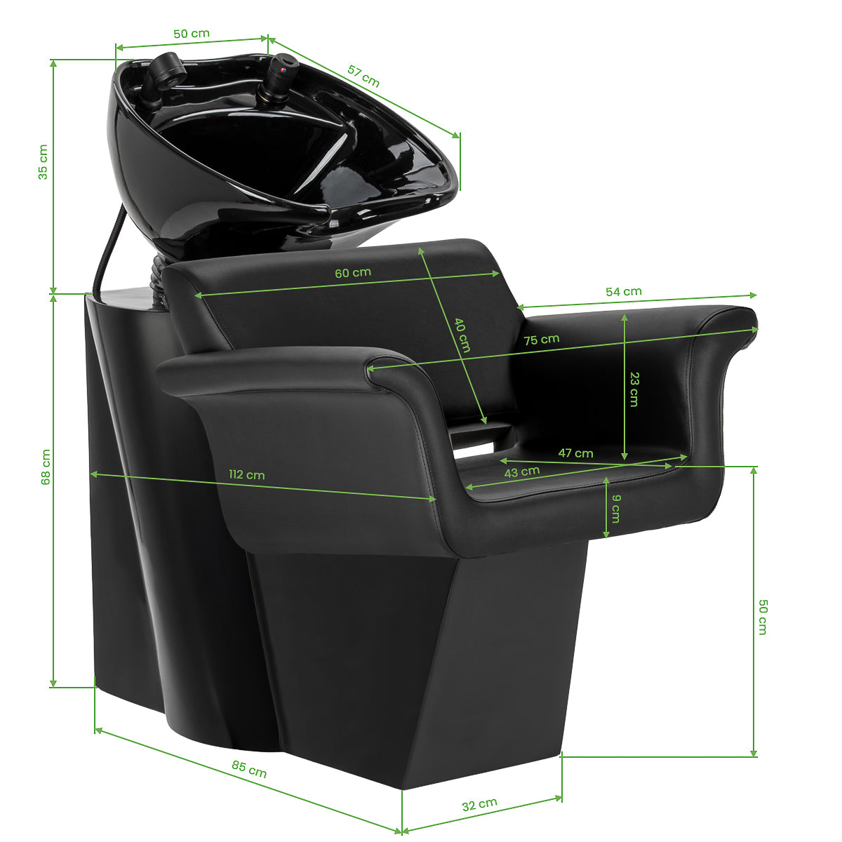 Hairdressing wash unit Gabbiano Lucca black