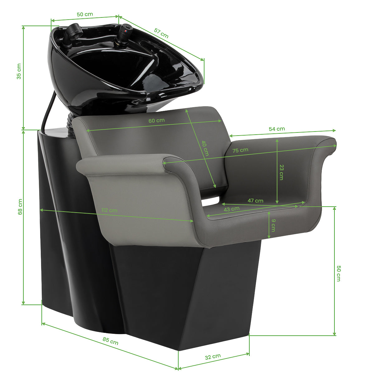 Hairdressing wash unit Gabbiano Lucca grey